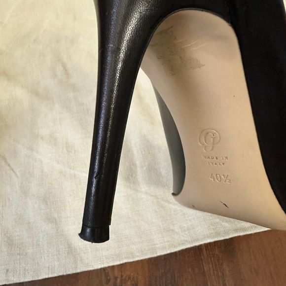 M. GEMI The Esatto 90mm Pointed Toe Pump Heels Black Leather - Picture 7 of 11